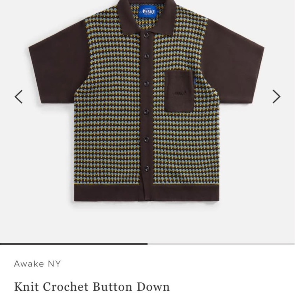 Awake NY Brown and Cream Knit Button Down